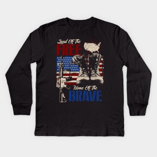 Land Of The Free Home Of The Brave Kids Long Sleeve T-Shirt